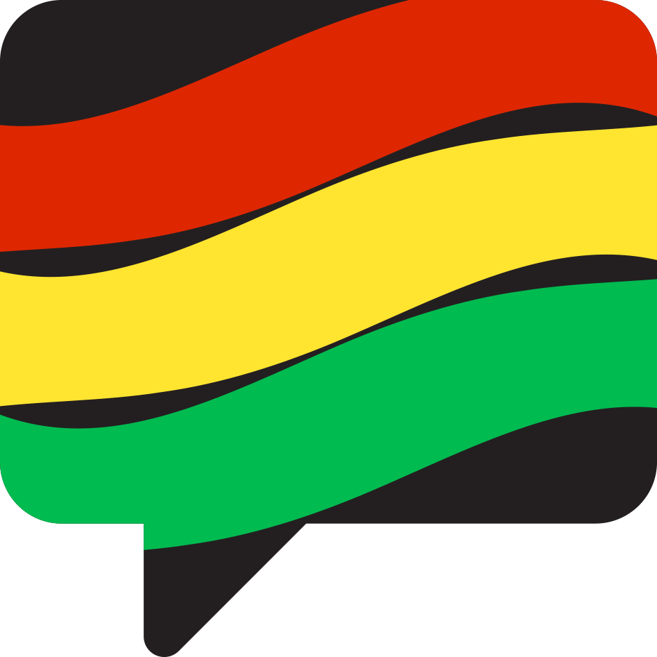 conversation box with red, yellow, green stripe