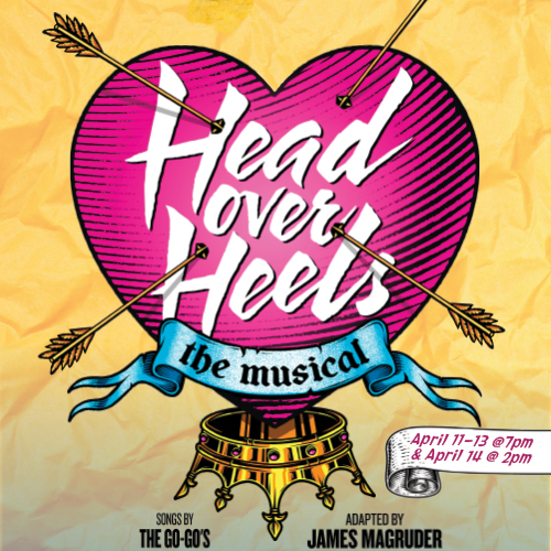 Head over heels play graphic of heart with arrows through it