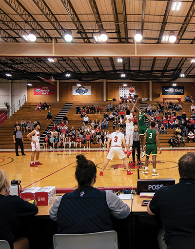 tip off of basketball game