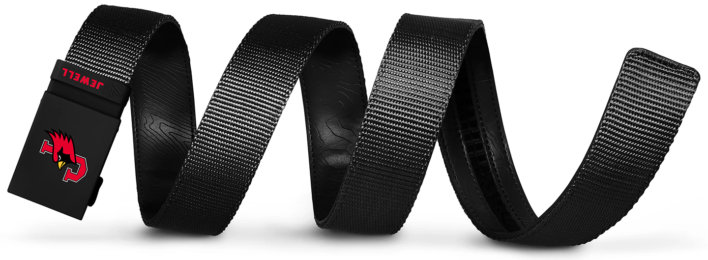 black golf belt with Jewell Cardinal on buckle