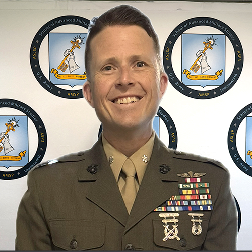Lt. Col. Tyler Folan portrait in Marine uniform